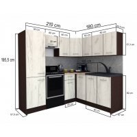 Bucatarie de Colt GENA NEW 8 DR. 180-210, Fara Corp de Cuptor, Wenge / Decor 0245
